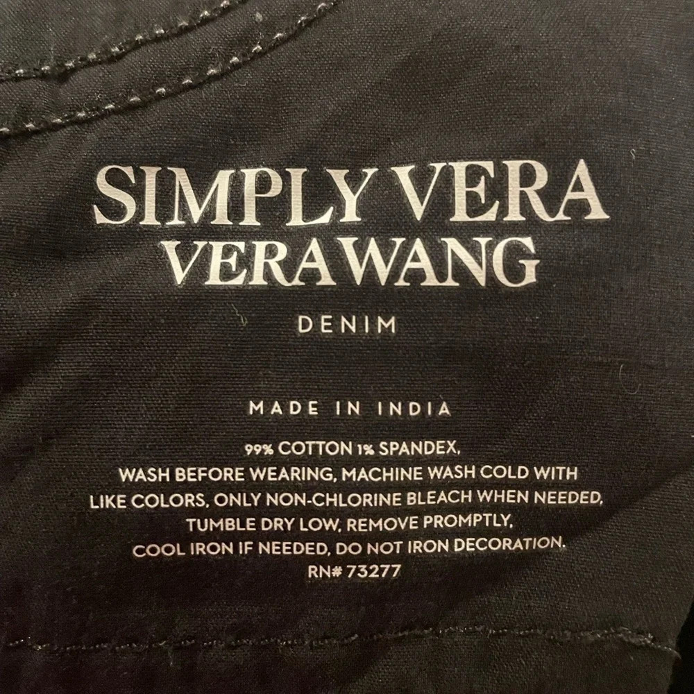 Simply Vera Vera Wang Relaxed Straight Black Acid Wash Denim size 12 - Picture 3 of 4